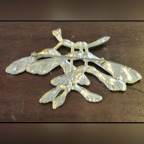 VTG LG ARTISAN PEWTER SYCAMORE SEED ART NOUVEAU BROOCH 1 3/4"X2 3/4" - Picture 2 of 14